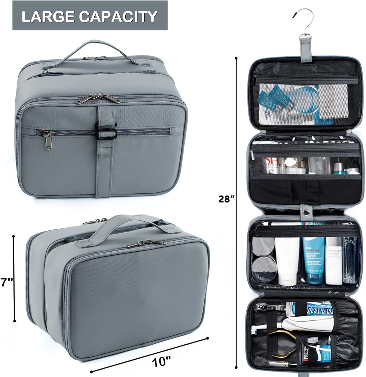Toiletry Bag for Men， Hanging Travel Bag for Toiletries， Shaving Bag for Men Travel， Toiletry Bags for Traveling， Large Travel Size Toiletry Organizer (2022 Upgraded) ， Travel Case Kit Accessories - Image 2